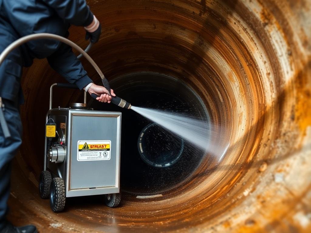 Hidrojateamento de ralo com 4000 PSI